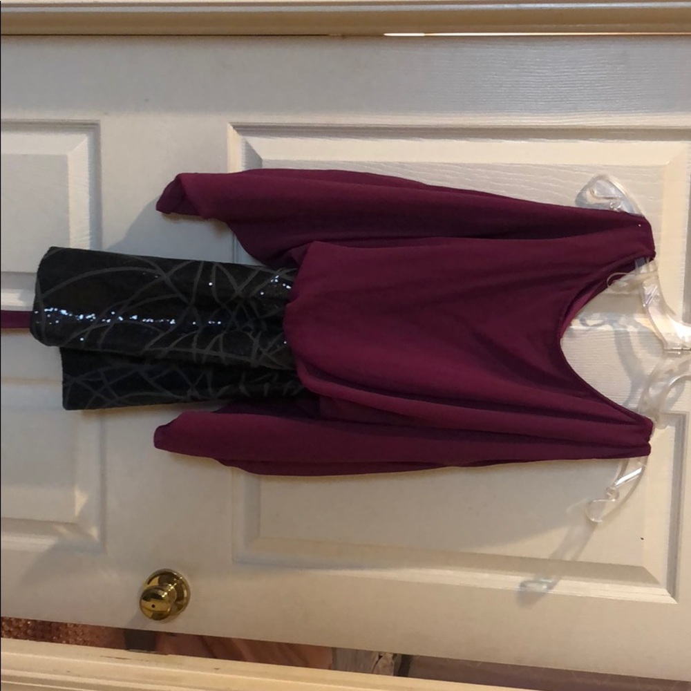 Purple dress with black sequins bottom